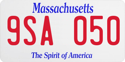 MA license plate 9SA050