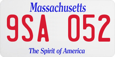 MA license plate 9SA052