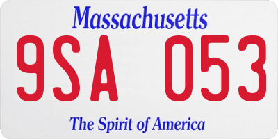 MA license plate 9SA053