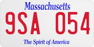 MA license plate 9SA054