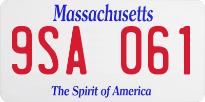 MA license plate 9SA061