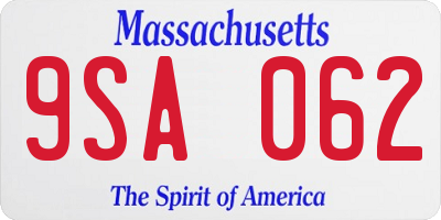 MA license plate 9SA062