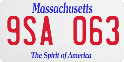 MA license plate 9SA063