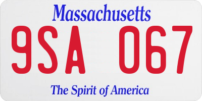 MA license plate 9SA067