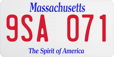 MA license plate 9SA071