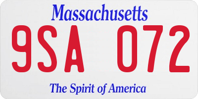 MA license plate 9SA072