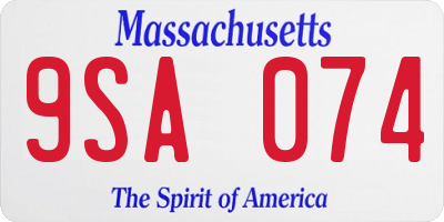 MA license plate 9SA074