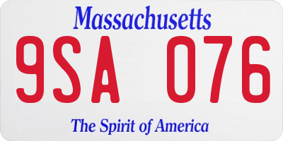 MA license plate 9SA076