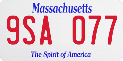 MA license plate 9SA077