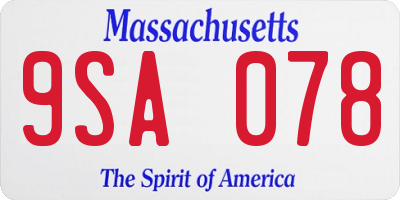 MA license plate 9SA078
