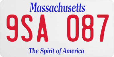 MA license plate 9SA087