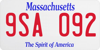 MA license plate 9SA092