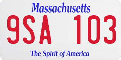 MA license plate 9SA103