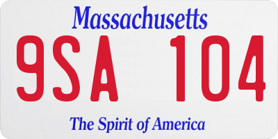MA license plate 9SA104