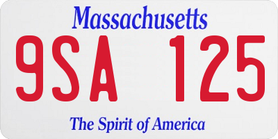 MA license plate 9SA125