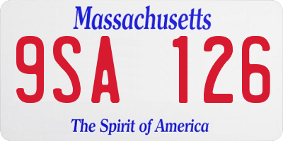 MA license plate 9SA126