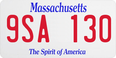 MA license plate 9SA130