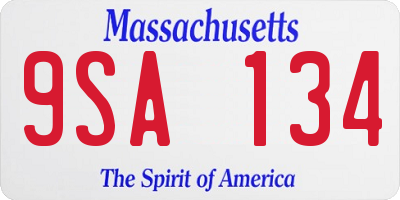 MA license plate 9SA134