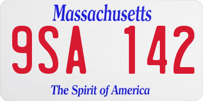 MA license plate 9SA142