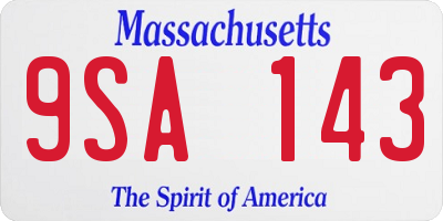 MA license plate 9SA143