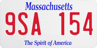 MA license plate 9SA154