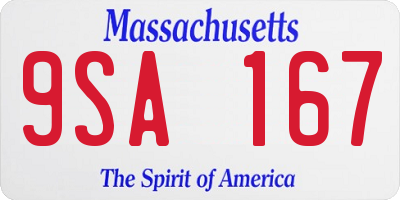 MA license plate 9SA167