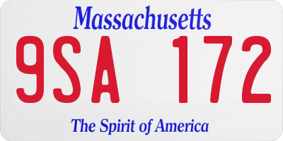 MA license plate 9SA172