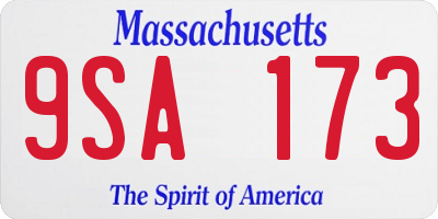 MA license plate 9SA173