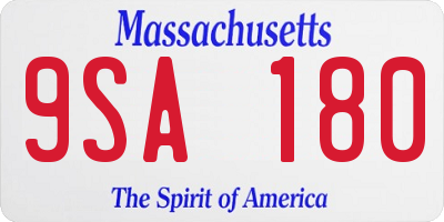 MA license plate 9SA180
