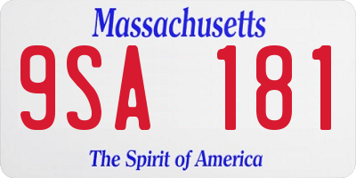 MA license plate 9SA181