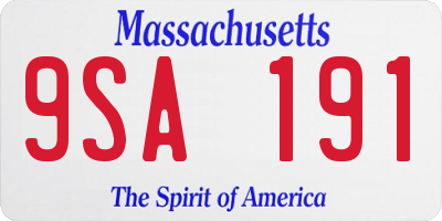 MA license plate 9SA191