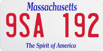 MA license plate 9SA192