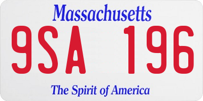 MA license plate 9SA196