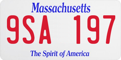MA license plate 9SA197