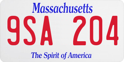 MA license plate 9SA204