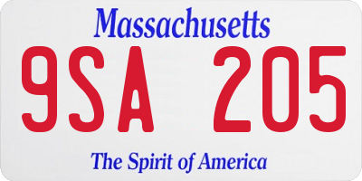 MA license plate 9SA205