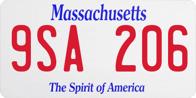 MA license plate 9SA206