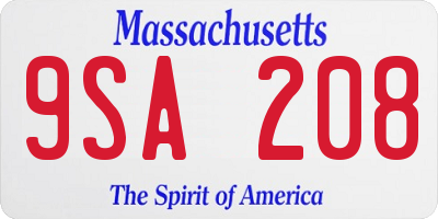 MA license plate 9SA208