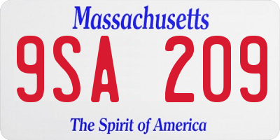 MA license plate 9SA209
