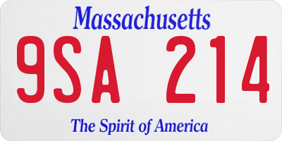 MA license plate 9SA214