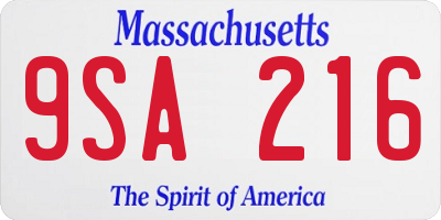 MA license plate 9SA216