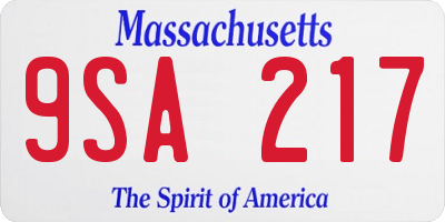 MA license plate 9SA217