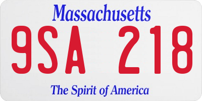 MA license plate 9SA218