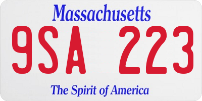 MA license plate 9SA223