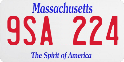 MA license plate 9SA224