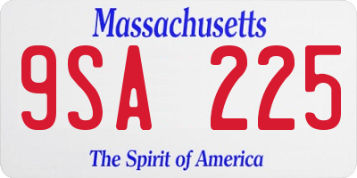 MA license plate 9SA225