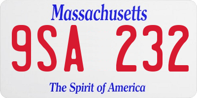 MA license plate 9SA232