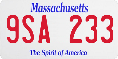 MA license plate 9SA233