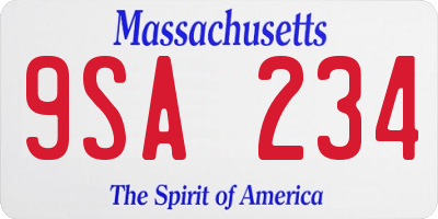 MA license plate 9SA234