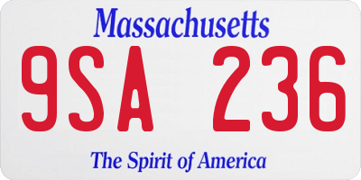 MA license plate 9SA236